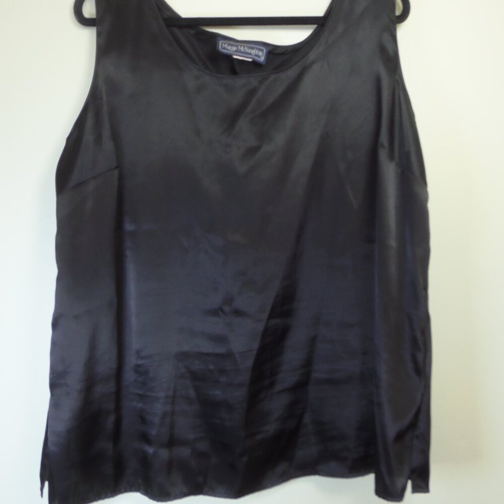 Maggie McNaughton SILK Black Tank Basic Wardrobe Piece Whimsy Goth Witchy Office